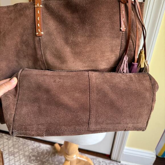 Vintage Dayaday Spain Brown Suede Leather Shoulder Bag Colorful Tassels Boho - Picture 4 of 8